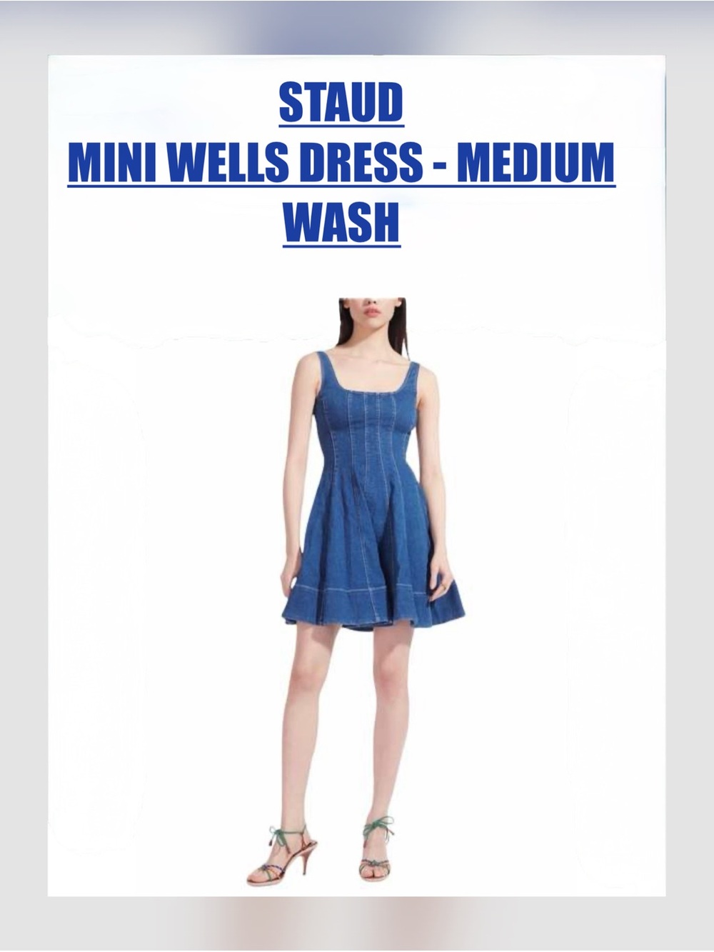 STAUD MINI WELLS DRESS - MEDIUM WASH